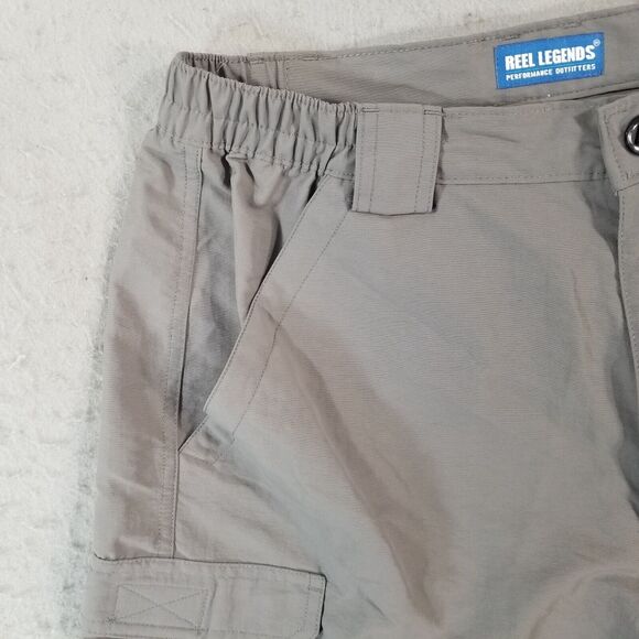 Reel Legends cargo hiking shorts Men's medium gray comfort waist outdoor fishing - Picture 2 of 14